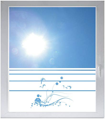 INDIGOS UG Sichtschutzfolie Glasdekorfolie Fensterfolie mit Motiv satiniert Blickdicht - E022 schöne Blumen mit Farnen - 1000 mm Länge - 500 mm Höhe Streifen