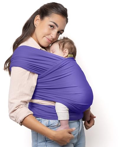 Boba Fascia Porta Bebè Elastica, Cotone, Neonato, Viola | Fascia Porta Bebè Traspirante a Mani Libere; sostegno Ergonomico e Sicuro dal neonato al bambino, 3-16 kg.