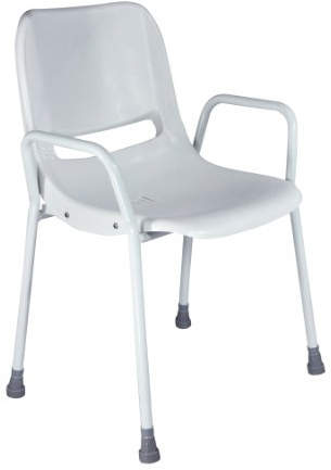 Aidapt Milton Shower Chair Fixed Height Backrest for Comfort,Non-Slip Rubber Ferrules,Armrests,No Tools Required,Delivered Assembled For Elderley,Disabled,Pregnant,Unsteady on Feet