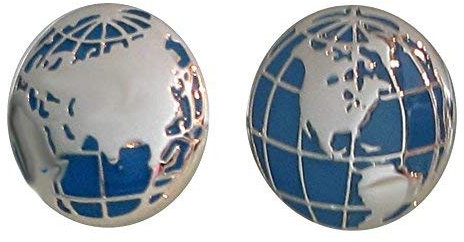 Manschettenknöpfe Weltkugel globe blau silbern glänzend inkl. Geschenkbox - Accessoire für die Umschlagmanschette