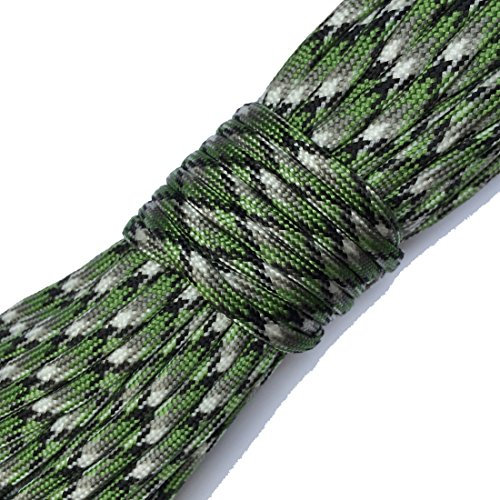 Paracord 550-100 ft (30 m) reißfeste Survival Fallschirm-Schnur aus Nylon 4mm - Typ III mit 7 Kern-Strängen in vielen Farben - Das Seil für Kreative und Macher (grün Camouflage)