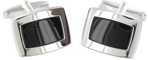 Grom Manschettenknöpfe Silber Onyx-Stein-Intarsie