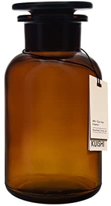 Kuishi Pot de rangement en verre ambré 250 ml, avec couvercle, pot d'apothicaire, réutilisable - écologique - décoration de maison moderne - pot de poudre - 45% de verre recyclé