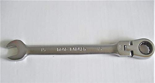 Veto Ratschenschlüssel Gabelschlüssel Ringschlüssel mit Gelenk SW 15 mm, Stahl geschmiedet, 1 Stück, 10768