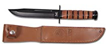 MFH Kampfmesser Usmc Griff Aus Lederringen Lederscheide, schwarz