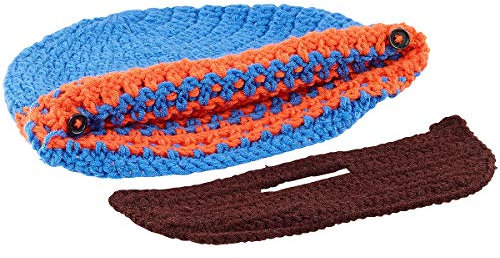 PEARL urban Ski-Mütze: Lustige Mütze mit Bart, blau-orange (Wollbart-Mütze, Winter-Mütze für Herren, Wintersport)