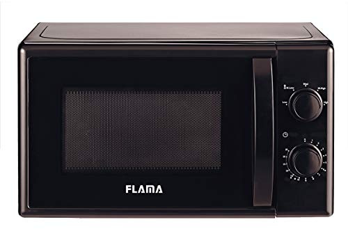 Flama Microondas Negro 1834FL, 700W, Capacidad de 20L, 5 Programas Automáticos, Sencillo y Compacto, Control Manual, Función de Descongelación