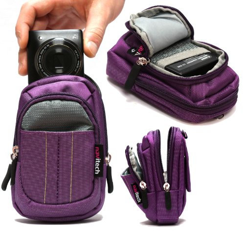 Navitech Purple Digital Camera Case Bag Compatible with The Nikon 1 AW1 / Nikon Coolpix Aw130 / Nikon Coolpix S33