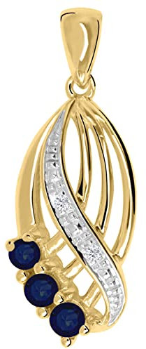 My Gold Damen Anhänger Gold 333 Mit Saphir (Ohne Kette) Echtes Gelbgold (8 Karat) Steinanhänger Edelstein & Diamant 0,01ct. 23mm x 8mm Our Lady V0007322