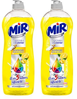 Mir Vaisselle - Liquide Vaisselle - Secrets de Cuisinier Bicarbonate et Zeste de Citron - 750 ml - Lot de 2