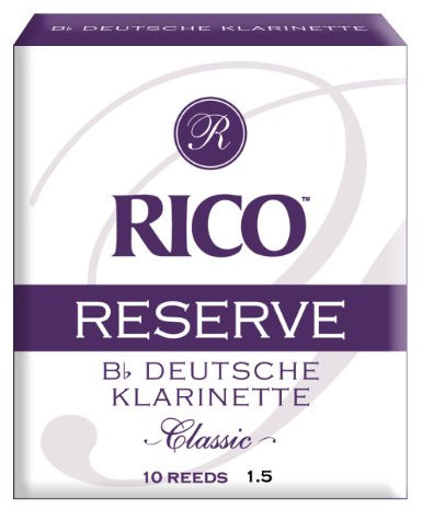 Rico Reserve by D'Addario Bb-Klarinettenblätter | Hochpräzise gefertigt | Deutsch | Klarinettenblätter 1,5 Stärke | 10er-Packung | Kraftvoller warmer Ton | Angenehmes Spielgefühl