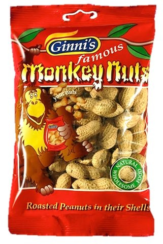 Ginni's Famous Roasted Monkey Nuts - Peanuts in Shell Healthy Party Snacks - Ideal for Home Office Gym Movies - 10 x 120g
