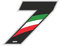 4R Quattroerre.it - 13167 - Numero Gara 7 Adesivo per Moto, Nero/TRICOLORE, 6,5 x 8,5 cm