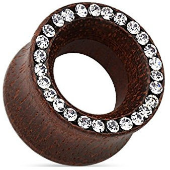 Tapsi´s Coolbodyart® Flesh Tunnel Rosen Holz Organisch Kristall 16mm