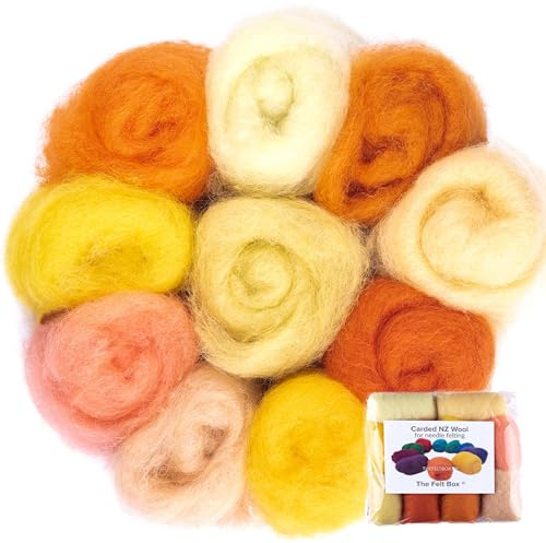 Orange & Yellow Carded Wool Needle & Wet Felting 100g Pack – Felt Box