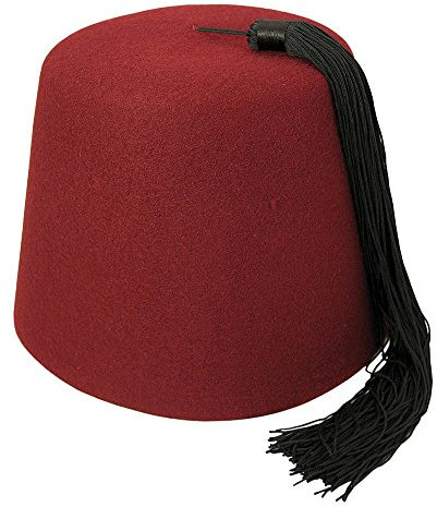 Village Hats Kastanienbrauner Fez Hut mit Schwarzer Troddel - M