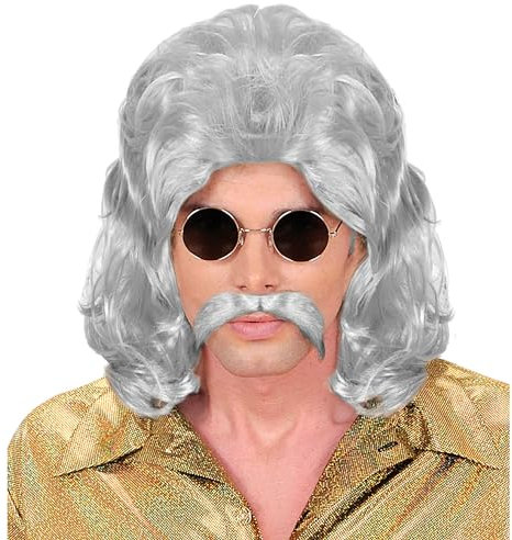 W WIDMANN MILANO Party Fashion - Perücke mit Bart, 70er Jahre, Disco, Faschingskostüme