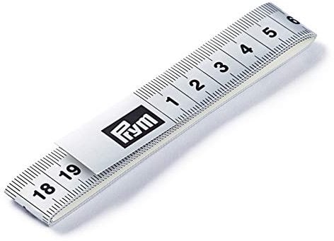 Prym Maßband Fixo Plus selbstklebend 150 cm/cm, Poly-Fiber-Gewebe, silberfarbig, 5 cm