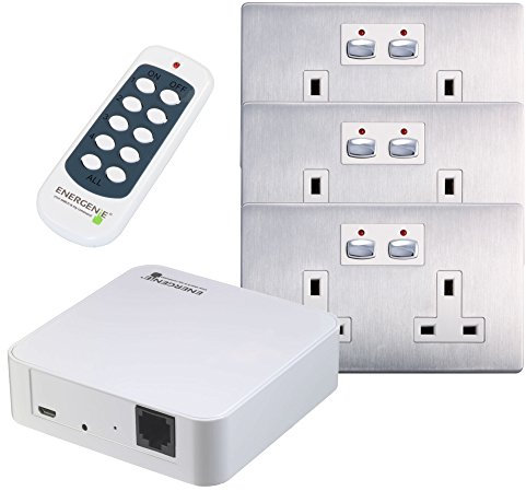 Energenie MIHO041 2-Gang Socket Bundle, Stainless Steel