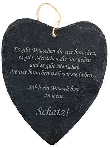 Geschenke-Fabrik Schiefer Herz mit Spruch/Gravur für seinen Schatz - Geschenk/Schieferherz für den Liebsten