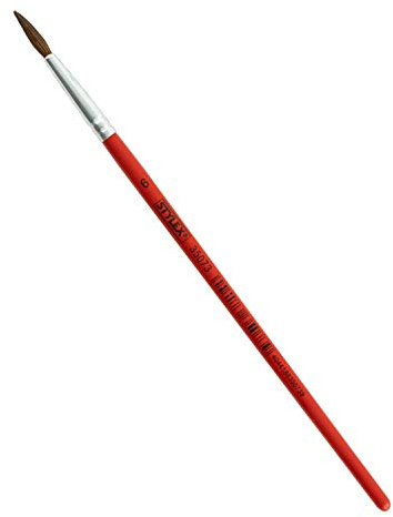 Stylex 35073 - Aquarellpinsel in der Größe 6, feine Rundspitze, lackierter Stiel, zum Malen mit Aquarell-, Acryl- und Wasserfarben, ideal auch für die Schule