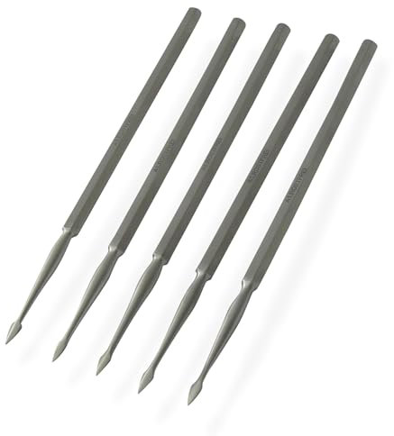 5x Präpariernadel vollmetall, lanzettenförmig, gerade, 1A Qualität, rostfreier Edelstahl, sehr stabil