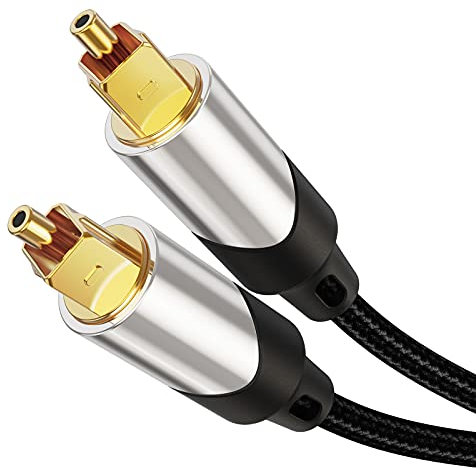 CableCreation Optisches Audiokabel SPDIF Toslink Kabel Optisches Kabel 3m [vergoldeter 24K Goldstecker, Nylongeflecht] für Heimkino, Bar, TV, PS4, Xbox, etc. 10FT / Schwarz Space Grau
