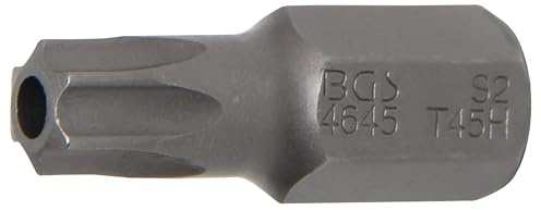 BGS 4645 | Bit | T-Profil (für Torx) mit Bohrung T45 | Länge 30 mm | Antrieb Außensechskant 10 mm (3/8) | Chrom-Vanadium-Stahl