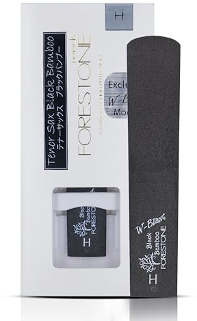 Forestone Black Bamboo W-Blast Synthetic Tenor Saxophone Reed with Bamboo Fiber and Carbon Blend, French Filed Cut with Dark, Classical Sound Profile - Long-Lasting - Made in Japan Hard (H)