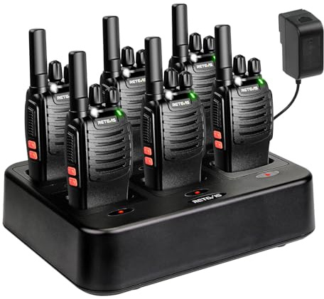 Retevis H-777 Walkie Talkies with 6 Way Charger, Flashlight, USB-C 6 Pack