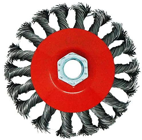 Dapetz ® Twist Knot Semi Flat Wire Wheel Cup Brush 100mm Knotted Carbon Steel Thread Wire M14 Angle Grinder for Removal Weld Cleaning and Sanding 1PCS