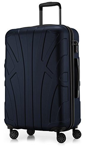 suitline - Hartschalen-Koffer Koffer Trolley Rollkoffer Reisekoffer, TSA, 66 cm, ca. 58 Liter, 100% ABS Matt, Dunkelblau