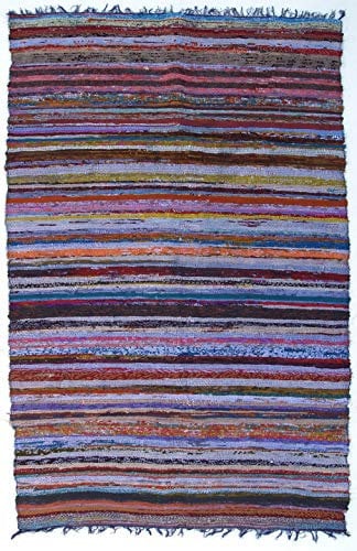 GURU SHOP Leichter Flickenteppich, Flickendecke 100x160 cm - Blau-bunt, Baumwolle, Teppiche, Bodenmatten