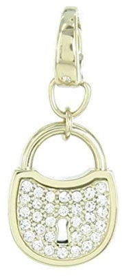 Fossil Damen-Charm Anhänger Schloss Edelstahl IP gold Zirkonia JF00036710