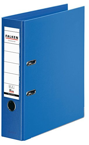 Original Falken Chromocolor Premium-Ordner. Made in Germany. Kunststoffbezug außen und innen 8 cm breit DIN A4 blau Ringordner Aktenordner Briefordner Büroordner Plastikordner Schlitzordner