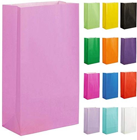 Thepaperbagstore 30 Baby Pink Paper Bags 14x24.5x7cm Gift & Sweet Bags | Strong recyclable kraft paper bags ideal for party favours, sweets, gifts, treats and special events