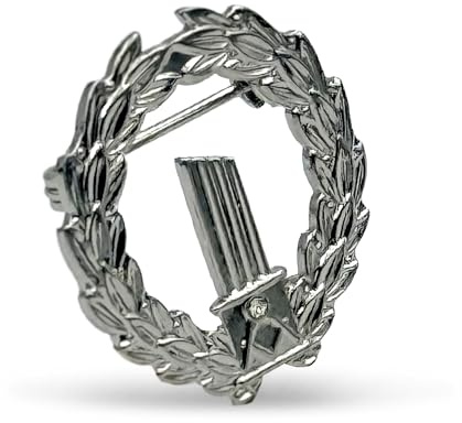 THE MASONIC COLLECTION Vergoldete oder versilberte Broken Column Badge – Quadrat & Kompass mit atemberaubendem weißen Stein – Geschenk Accessoire für Freimaurer