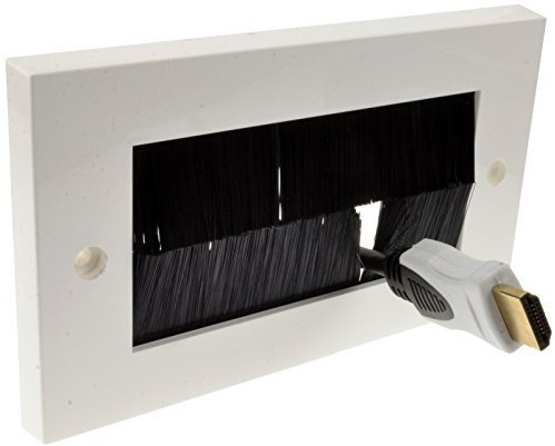 kenable Placa frontal de cepillo negro para salida de cable/toma de pared Reino Unido, doble banda, blanco [blanco doble]