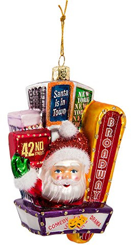 Kurt Adler Christbaumschmuck mit Weihnachtsmann auf dem Broadway, Glas, Mehrfarbig, 12,7 cm