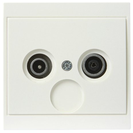 Kopp 113001081 - Presa per antenne TV/Radio/SAT Malta, con 2 uscite e presa di passaggio, colore: Crema/bianco