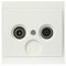 Kopp 113001081 - Presa per antenne TV/Radio/SAT Malta, con 2 uscite e presa di passaggio, colore: Crema/bianco