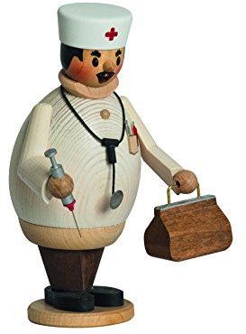 Drechslerei Kuhnert - Rauchmann/Räucherfigur aus Holz - Max als Arzt - 16cm Höhe - Made in Germany