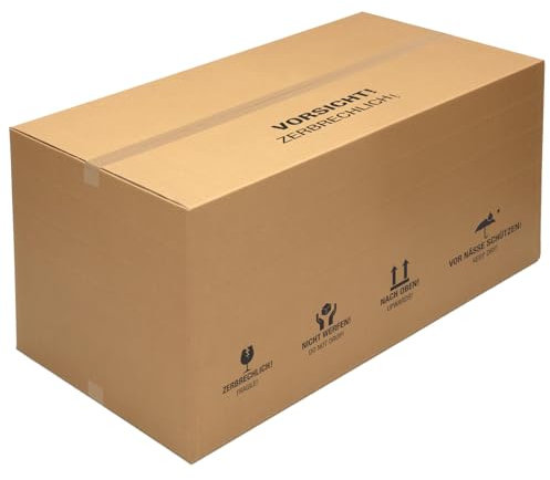 KK Verpackungen Versandkartons 1200 x 600 x 600 mm Braun 2-wellig (Innenmaß 1186 x 586 x 575 mm) | 150 Stück, Große Faltkartons Kartons geeignet für Versand als DHL Paket (KK01)