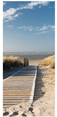 wandmotiv24 Türtapete Nordseestrand TT303 90x200cm Tapete Düne Himmel Sand