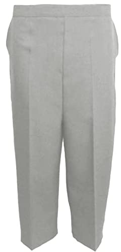 MyShoeStore Ladies Womens 3/4 Three Quarter Half Elasticated Trouser Plain Capri Cropped Stretch Trousers Plain ¾ Length Pants Summer Shorts Plus Big Sizes 10 to 24 (Light Grey3/4, 14)