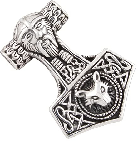 AFP Anhänger Thor Hammer Wolfskopf 925 Sterling Silber AS-460