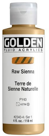 Or 0002340-4 4 oz - 118ml - Fluid Peinture acrylique Color Paint Bottle - Raw Sienna