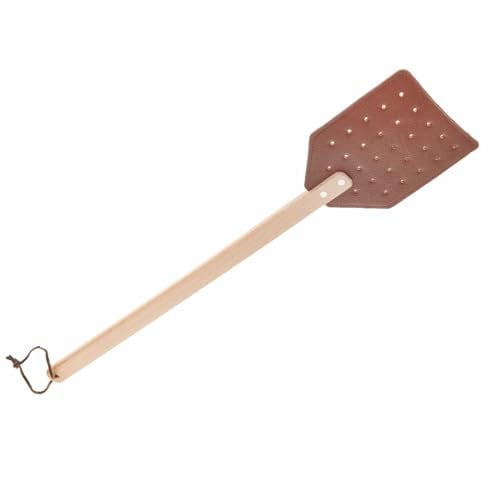 SIDCO Fliegenklatsche Leder Fliegenkiller Ölo Lederband Holz Klatsche XXL Klatscher