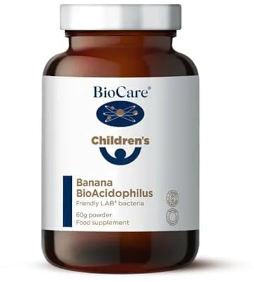 BioCare Children's Banana BioAcidophilus, 60g Powder | 2 Billion Lab4 Friendly Bacteria Per Daily Intake, Suitable for Vegetarians, Vegans & Children from 6 Months Old
