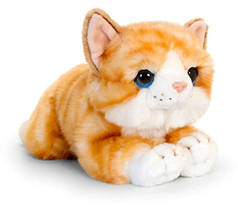 Lashuma Plüschtier Katze Ginger, Weiches Stofftier Kätzchen Rot Getigert, Keel Toys Liegende Kuscheltier Mieze 32 cm